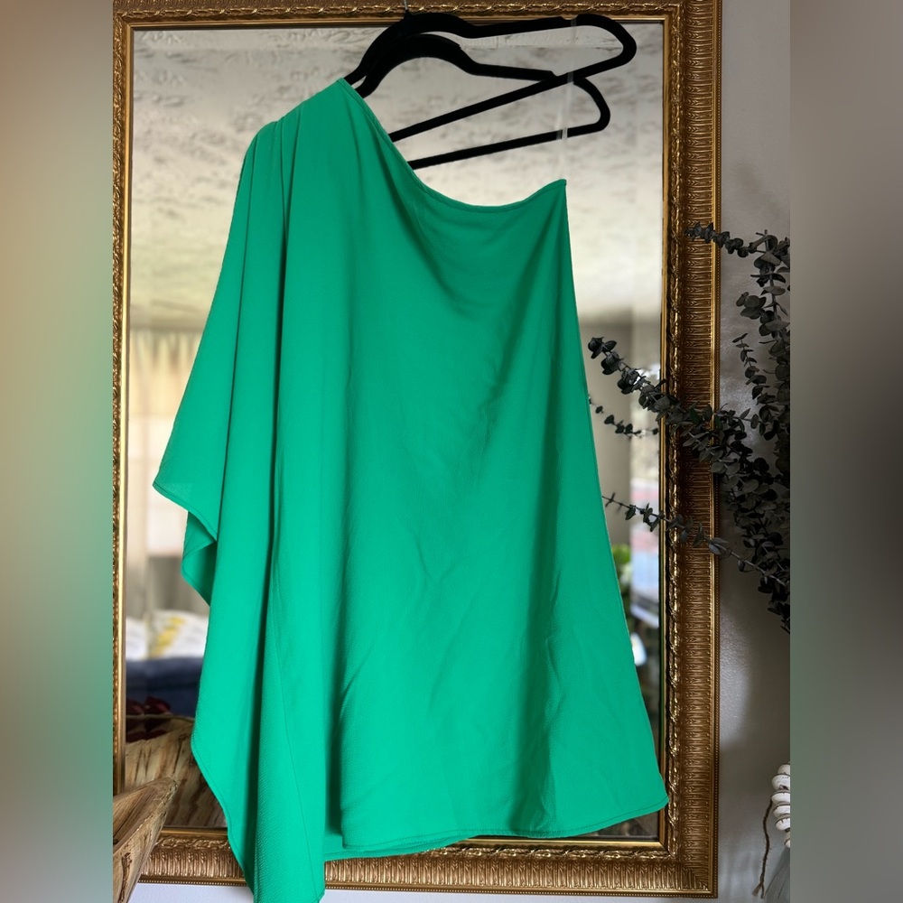 VICI Green One Shoulder Dress 🌴 Coastal Resort Vacation Brunch Statement Mini - Picture 7 of 7